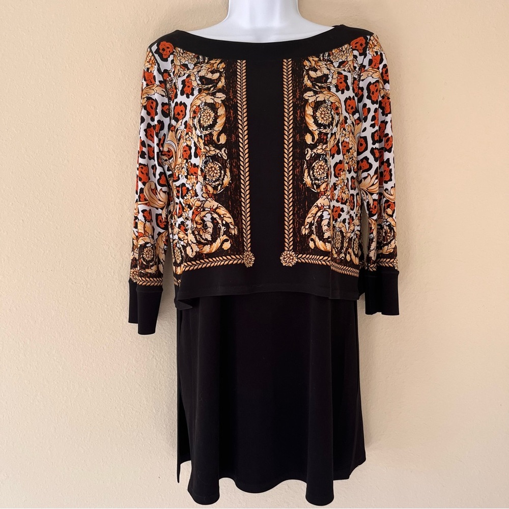 Eva‎ Varro Womens Tunic Top Small Animal Baroque Artsy Stretch